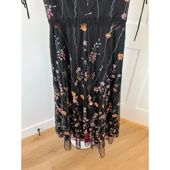 ml monique lhuillier floral embroidered mesh dress Multi Floral Embroidered Dress